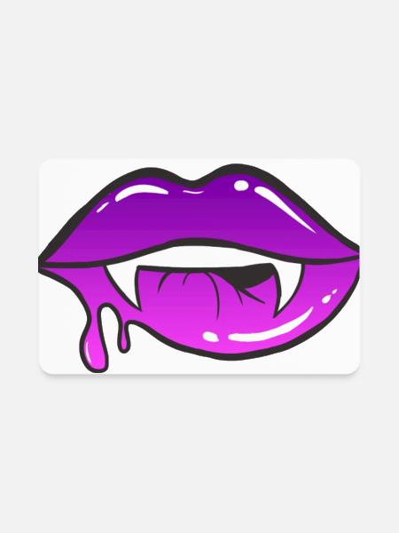 Neon Vampire Lip Bite - Rectangle Magnet - white - Front