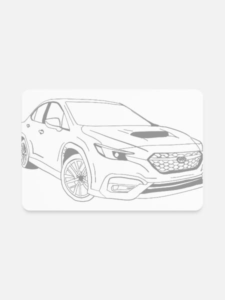 Sleek VB WRX Sedan Line Art Ice Silver - Rectangle Magnet - white - Front