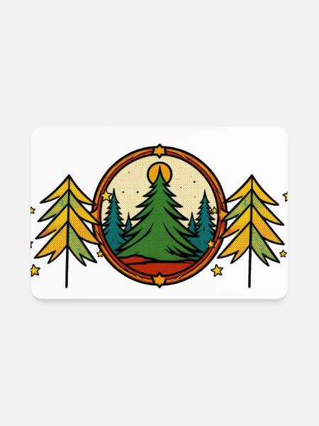 Forest Circle Night Sky Retro - Rectangle Magnet - white - Front