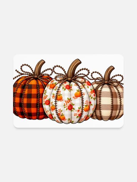 Autumn Patchwork Pumpkins - Rectangle Magnet - white - Front