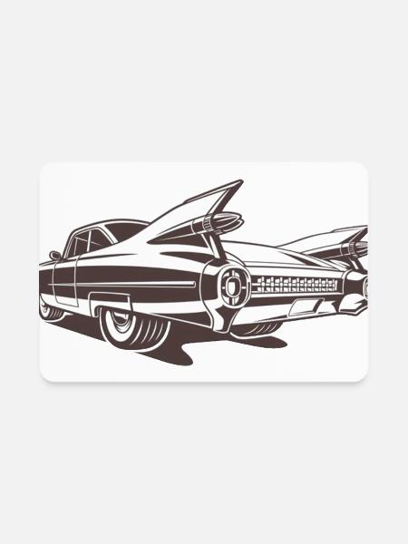 Vintage Classic Retro Tailfin Car Vector - Rectangle Magnet - white - Front