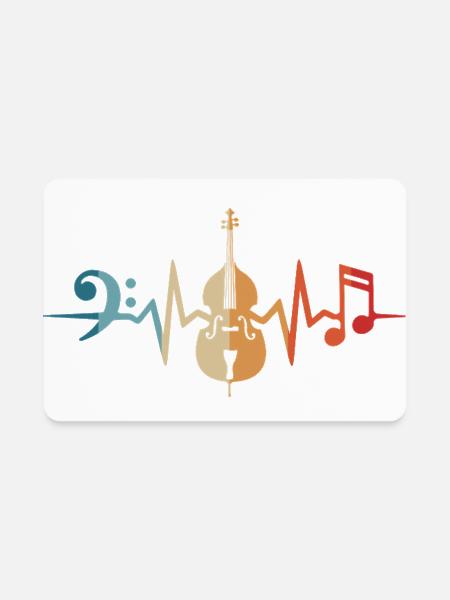 Kontrabass Herzschlag Bass Noten Orchester Bassist - Rectangle Magnet - white - Front