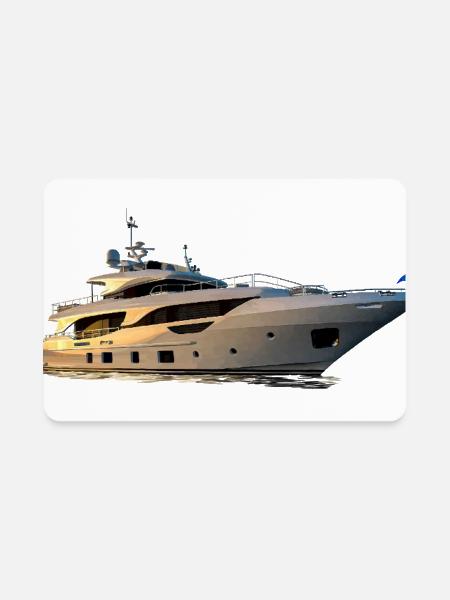 Sunlit Sleek Yacht Silhouette - Rectangle Magnet - white - Front