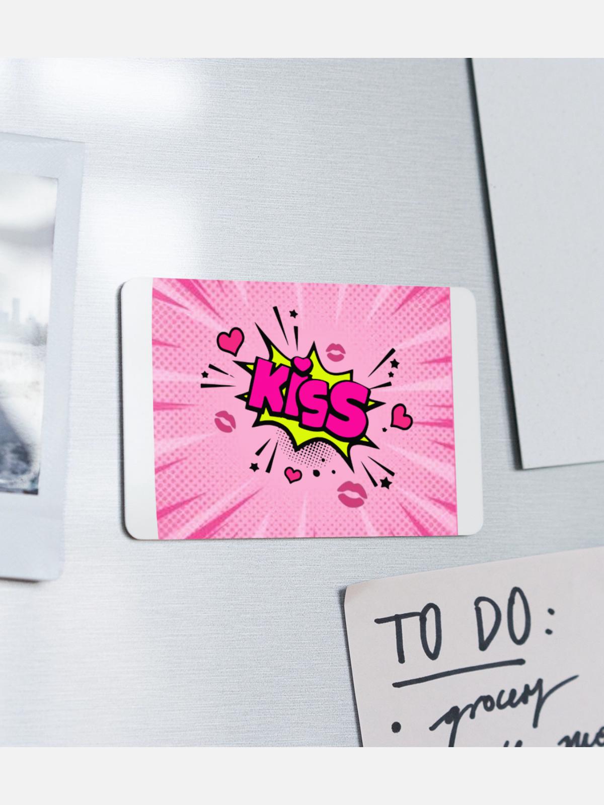 Kiss Comic Pop Art - Rectangle Magnet - white - Front