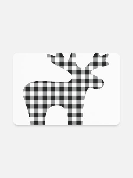 Checker Moose Silhouette - Rectangle Magnet - white - Front