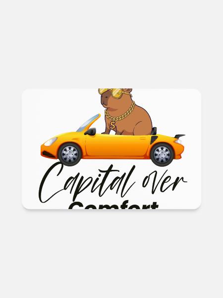 Capital Over Comfort Funny Capybara T-Shirt - Rectangle Magnet - white - Front