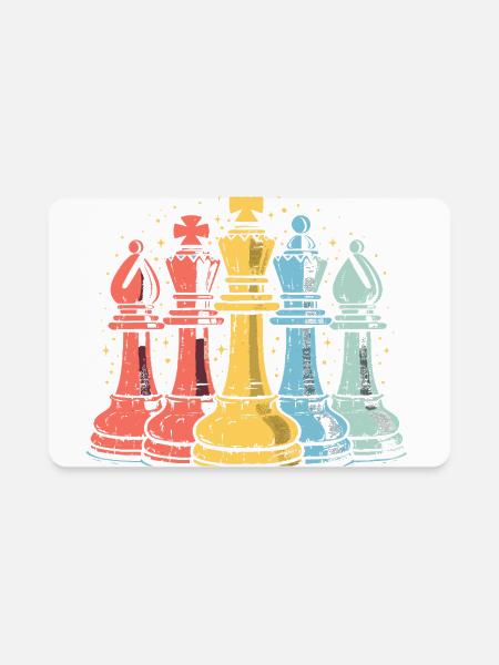 Chess Pieces Comic Look - Rectangle Magnet - white - Front