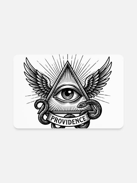 Providence All Seeing Eye Pyramid Tattoo - Rectangle Magnet - white - Front