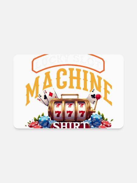 Lucky Slot Machine Casino Gambling Vegas - Rectangle Magnet - white - Front