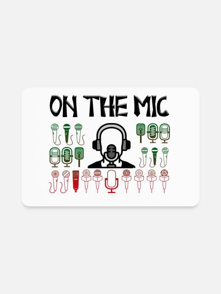 On The Mic - Recording Studio - Rectangle Magnet - white - Front