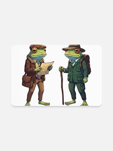 Explorer Frogs in Gear - Rectangle Magnet - white