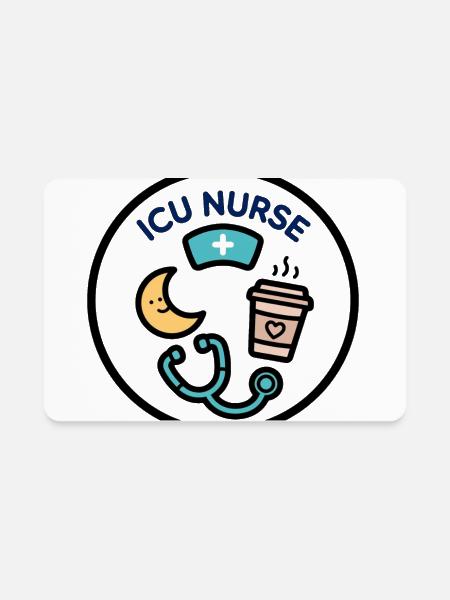ICU Nurse Moon Coffee Stethoscope - Rectangle Magnet - white - Front