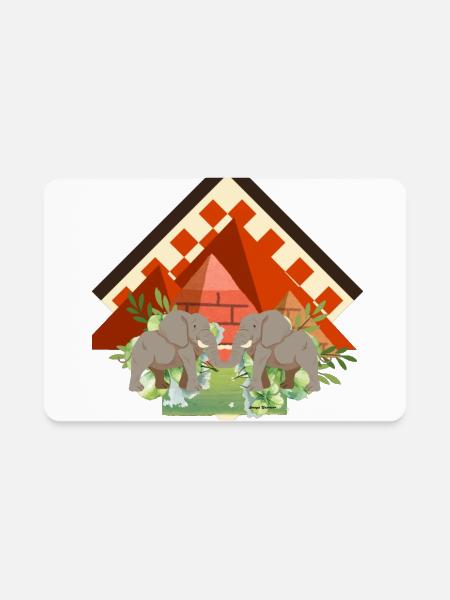 Elephants and red pyramids  - Rectangle Magnet - white - Front