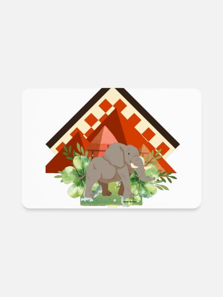 Elephants and red pyramids  - Rectangle Magnet - white - Front