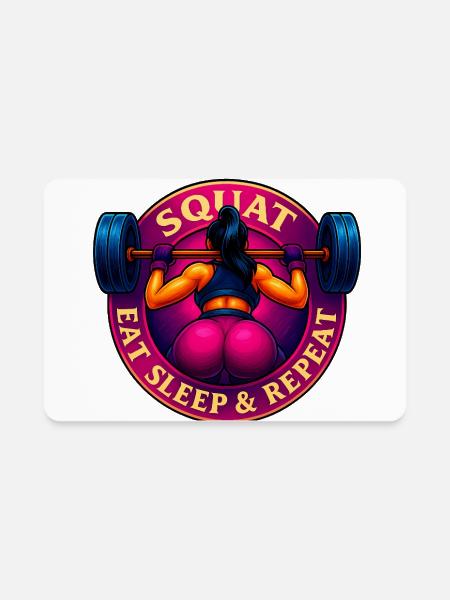 Squat, Eat, Sleep & Repeat ! - Rectangle Magnet - white - Front
