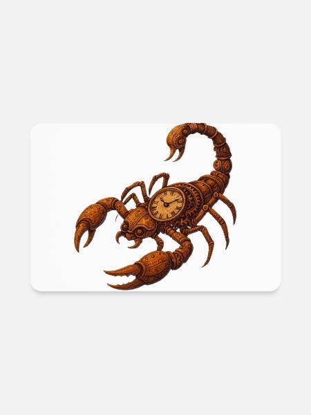 Steampunk Clockwork Scorpion - Rectangle Magnet - white - Front