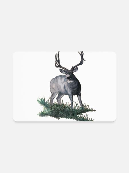Mule deer buck sketch  - Rectangle Magnet - white - Front