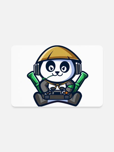 Panda Astronaut Gamer - Rectangle Magnet - white - Front
