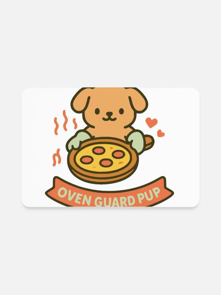 Oven Guard Pup Pizza - Rectangle Magnet - white - Front