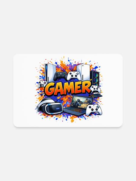 Gamer Splash: Console & VR Burst - Rectangle Magnet - white - Front