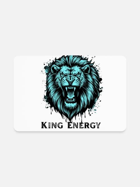 Neon Cyan Lion Roar Illustration - Rectangle Magnet - white - Front