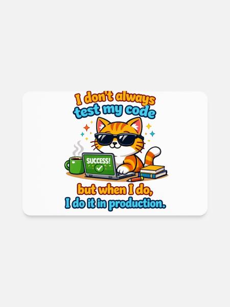Code Cat in Production - Rectangle Magnet - white - Front