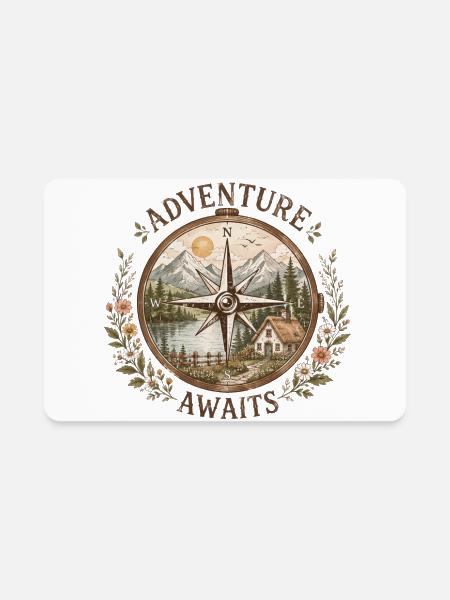 Cottagecore Compass Adventure Nature Illustration - Rectangle Magnet - white - Front