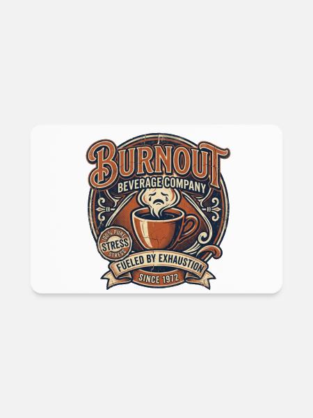 Burnout Beverage Vintage Coffee Logo - Rectangle Magnet - white
