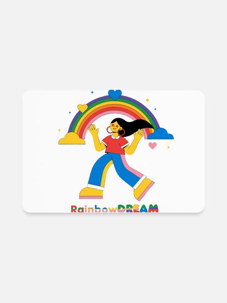 Rainbow Dream Dancer - Rectangle Magnet - white