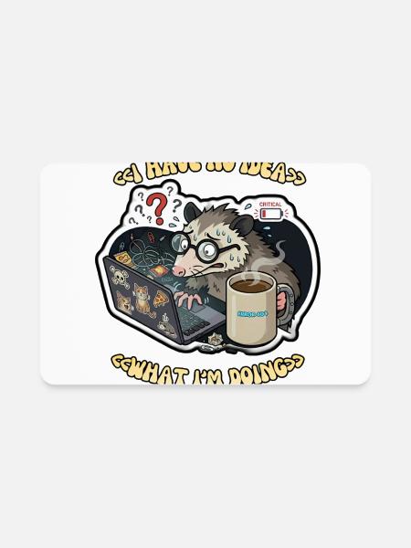 I Have No Idea What Im Doing Stressed Opossum - Rectangle Magnet - white - Front
