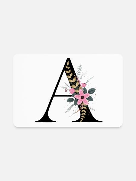 Floral Accent A Monogram - Rectangle Magnet - white