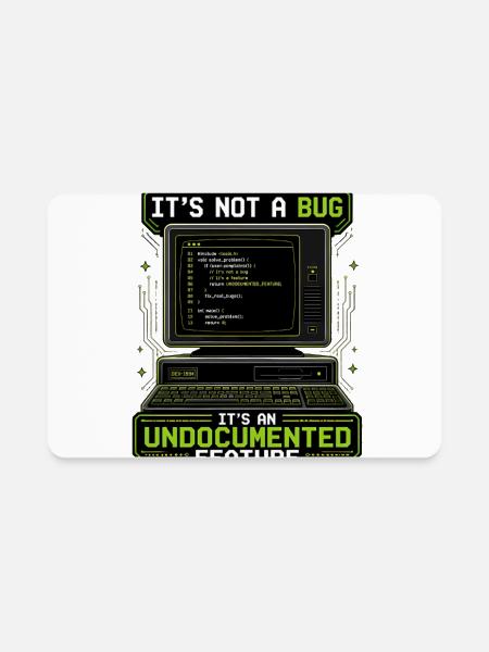 Undocumented Feature Tech Tee - Rectangle Magnet - white - Front