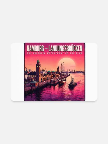Hamburg-Landungsbruecken-Vintage-Travel-Poster- - Rectangle Magnet - white - Front