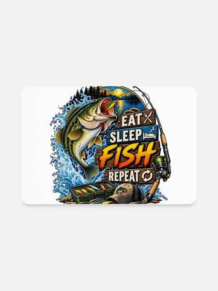 Eat Sleep Fish Repeat - Rectangle Magnet - white - Front