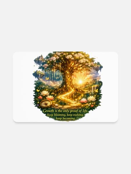 Luminous Growth Tree: Blooming Life - Rectangle Magnet - white - Front
