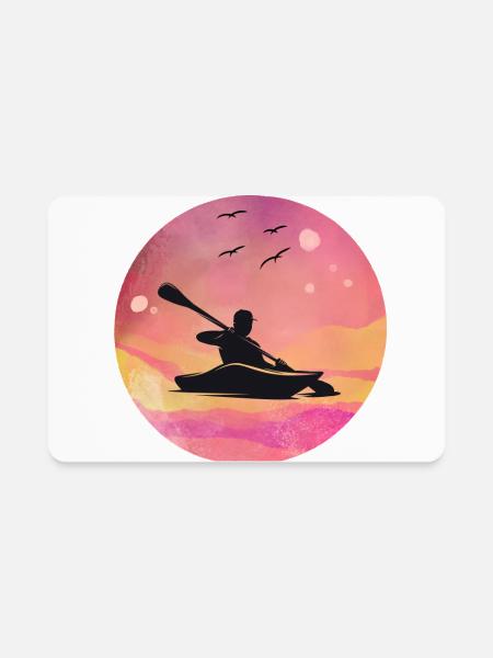 Sunset Kayak Silhouette - Rectangle Magnet - white - Front
