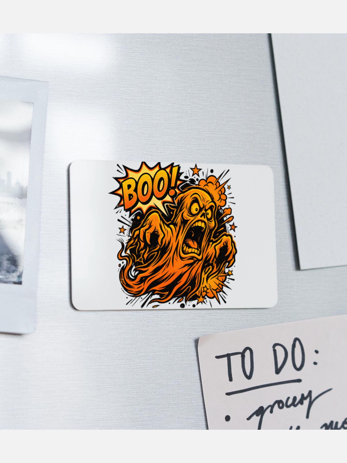 Scary Screaming Ghost Boo Halloween - Rectangle Magnet - white - Front