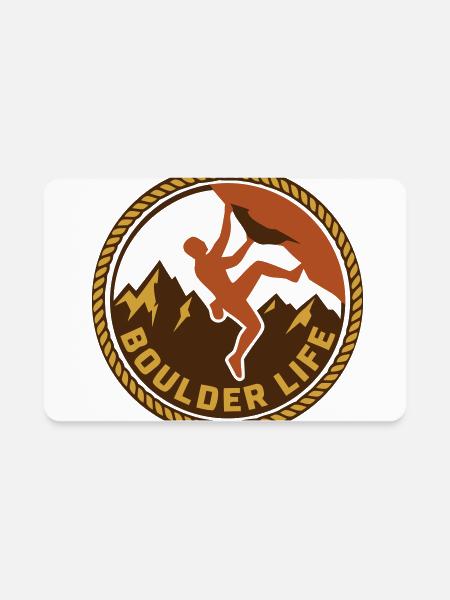 Boulderer Climber Badge Logo - Rectangle Magnet - white - Front