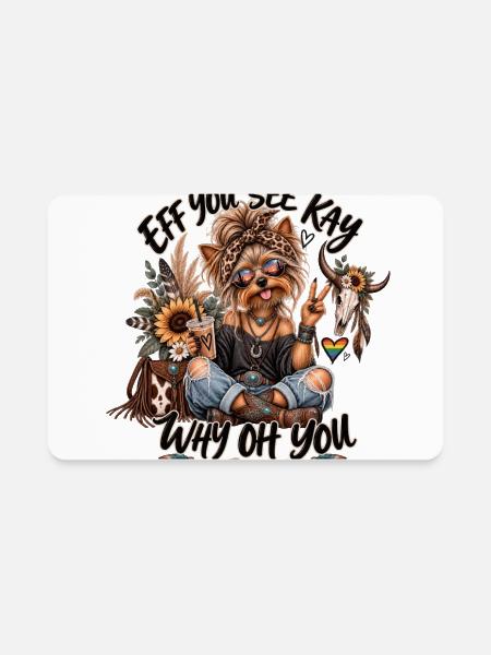 Boho Pup Vibes Tee - Rectangle Magnet - white - Front