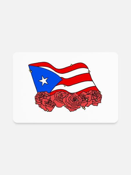 PR Flag Flower Rose Puerto Rico - Rectangle Magnet - white - Front