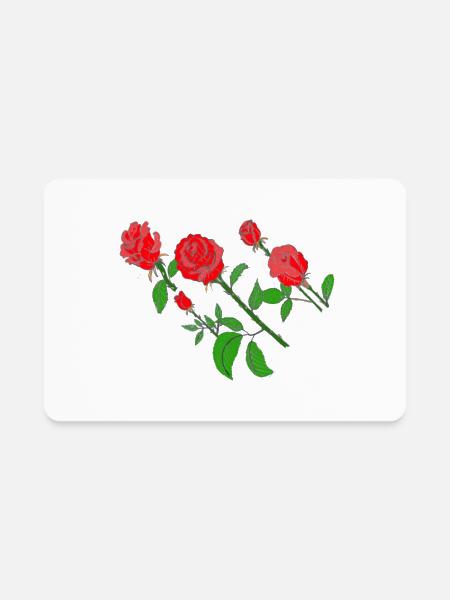 red roses - Rectangle Magnet - white - Front