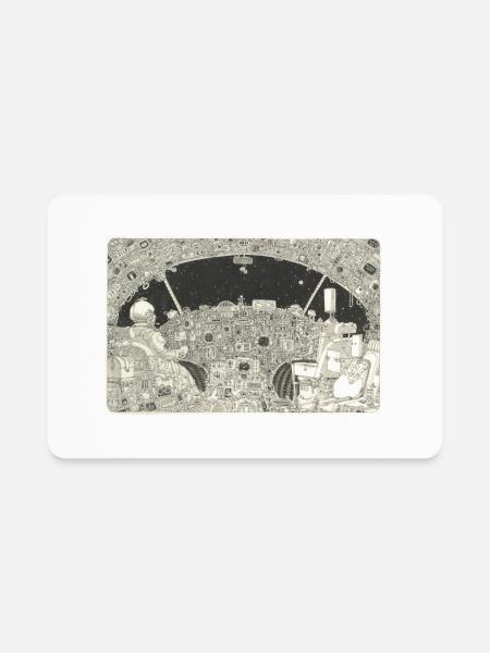 Astronaut and a robot - Rectangle Magnet - white - Front
