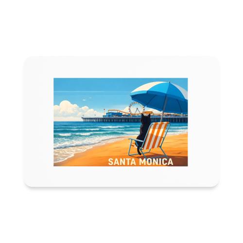 Santa Monica Beach Cat - Rectangle Magnet