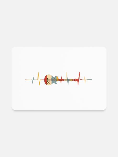 Bass Guitar Heartbeat Retro Bassists - Rectangle Magnet - white - Front