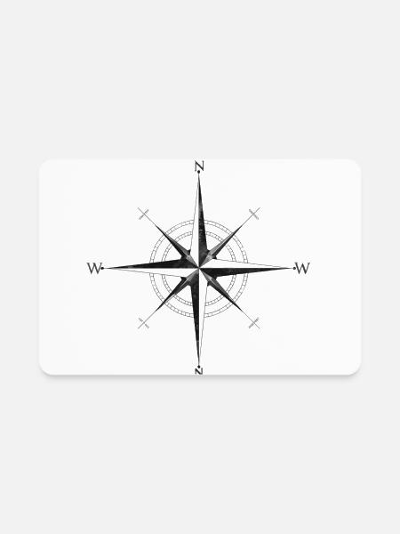 Noir Compass Rose - Rectangle Magnet - white - Front