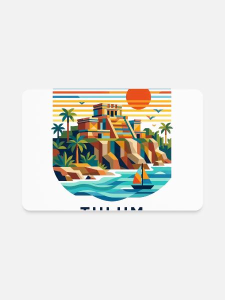 Tulum Sunrise Pyramid Scene - Rectangle Magnet - white - Front