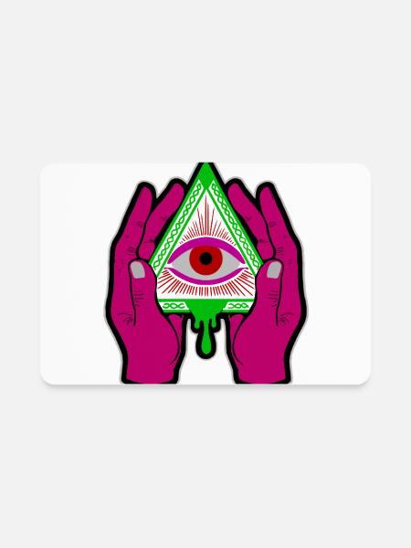 All Seeing Eye Pyramid - Trippy Illuminati Art - Rectangle Magnet - white - Front