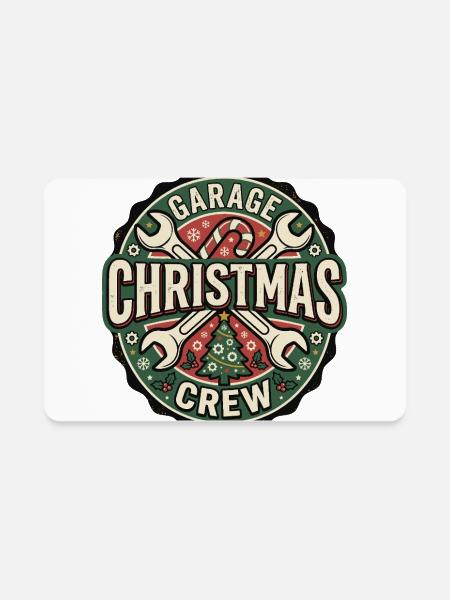 Garage Christmas Crew Badge - Rectangle Magnet - white - Front