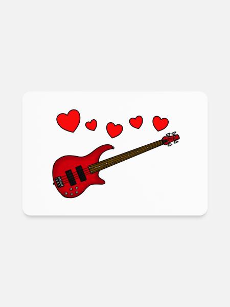 Valentines Bass Guitar Bassist Wedding Musician - Rectangle Magnet - white - Front
