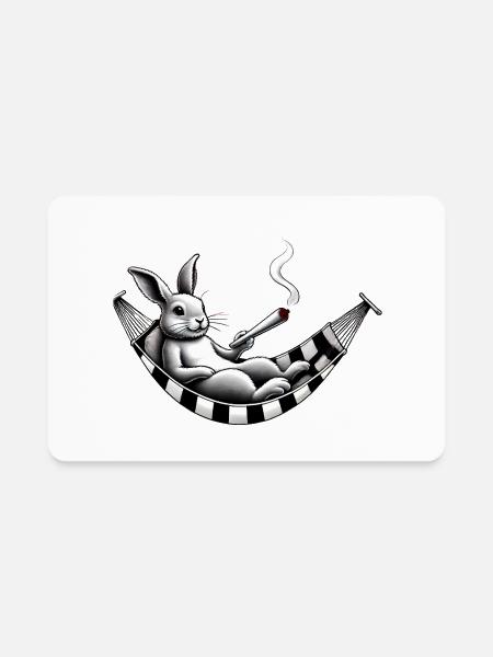 Checker Chill Bunny - Rectangle Magnet - white - Front